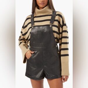 NWT WeWoreWhat Vegan Leather Short Overalls